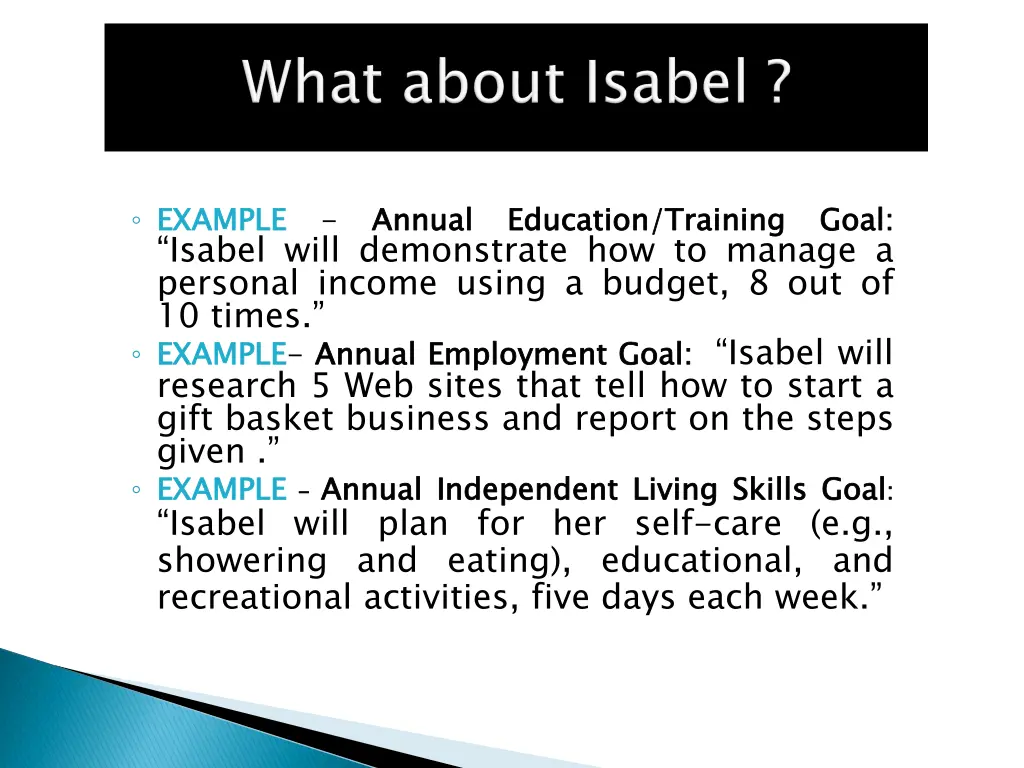 example isabel will demonstrate how to manage