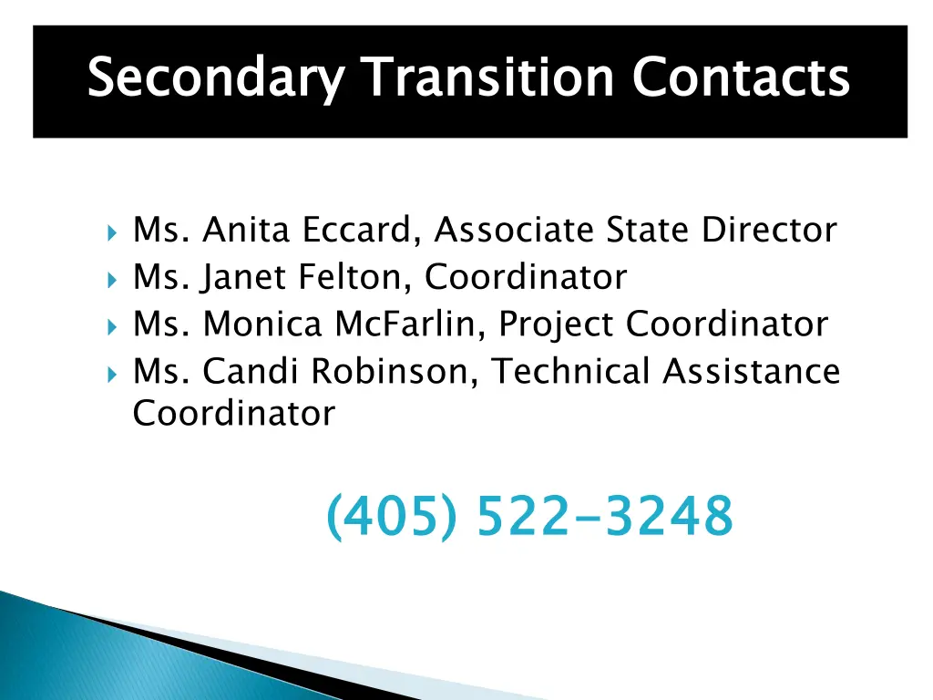 secondary transition contacts