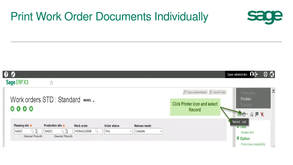 print work order documents individually