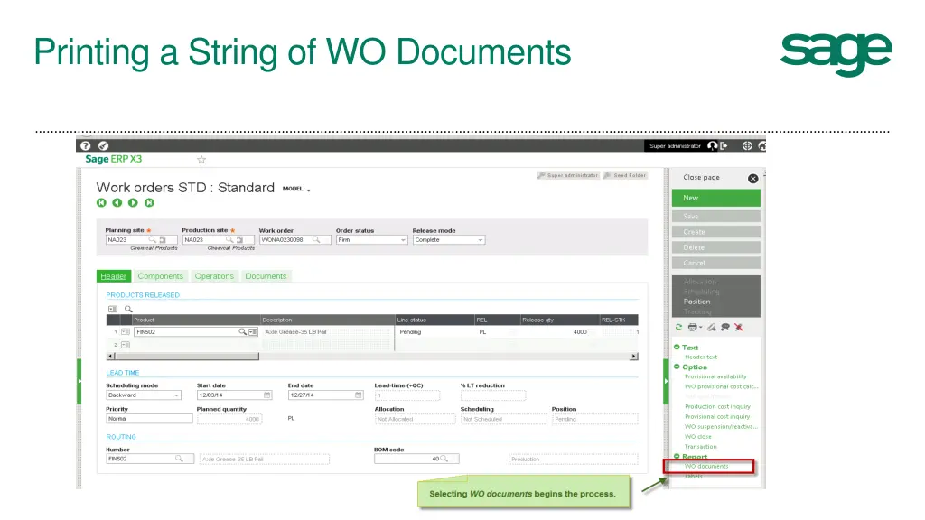 printing a string of wo documents