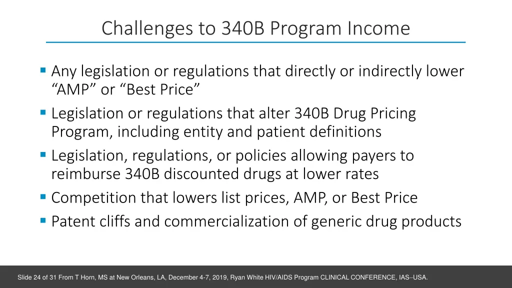 challenges to 340b program income