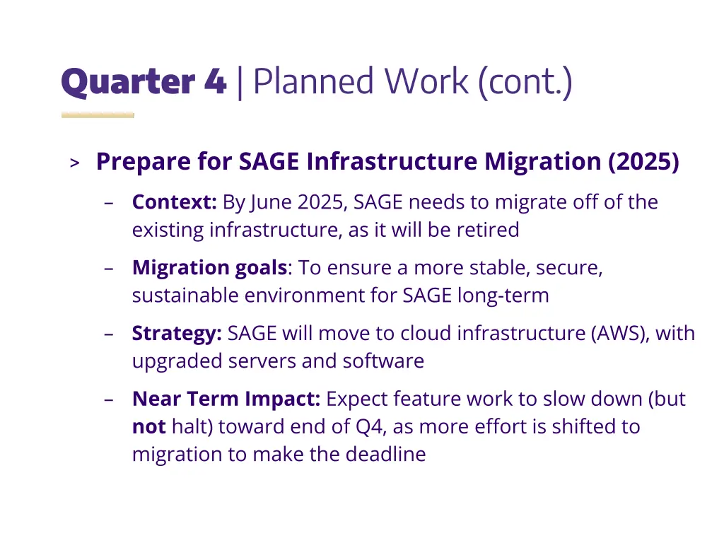 quarter 4 planned work cont