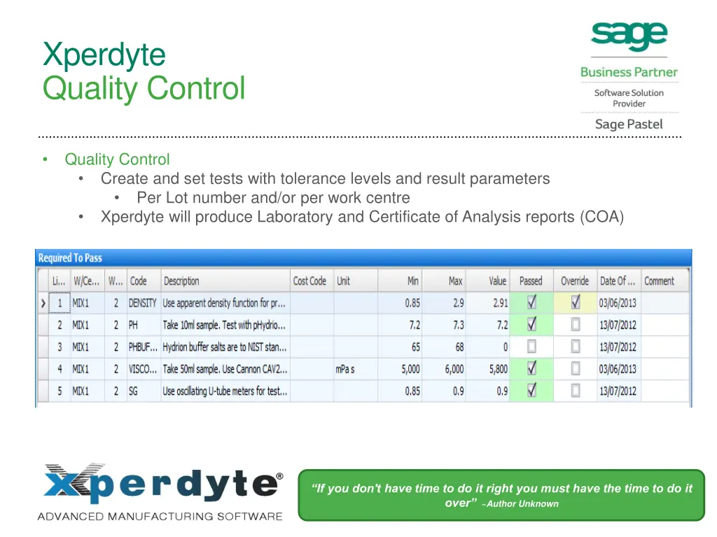 xperdyte quality control