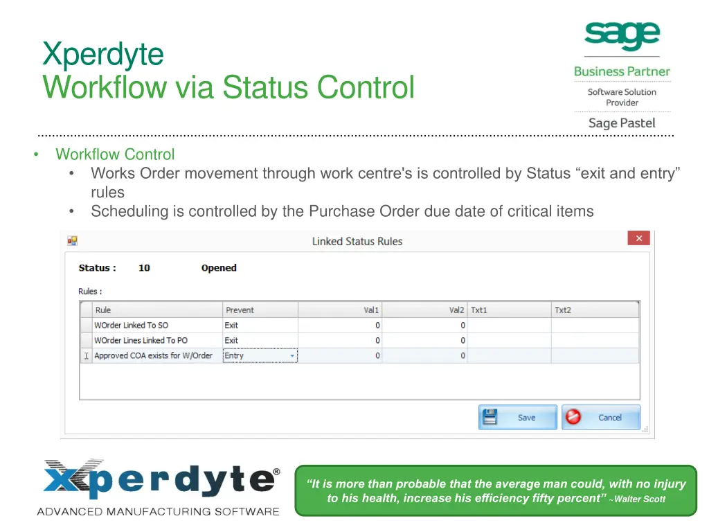 xperdyte workflow via status control