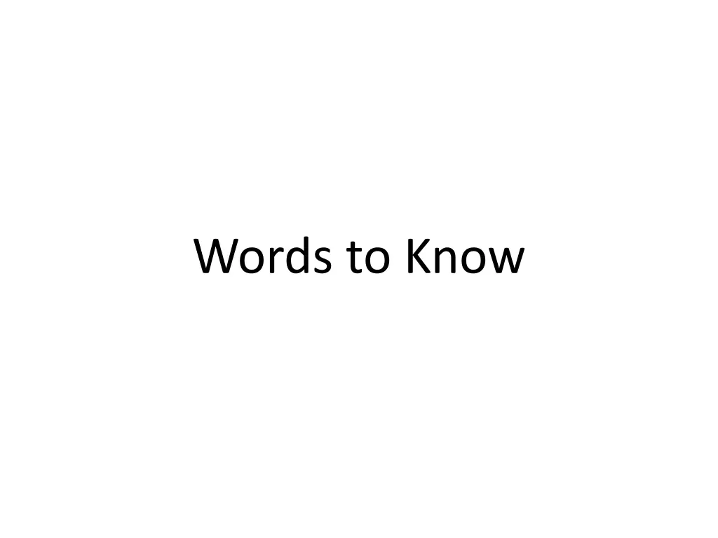 words to know