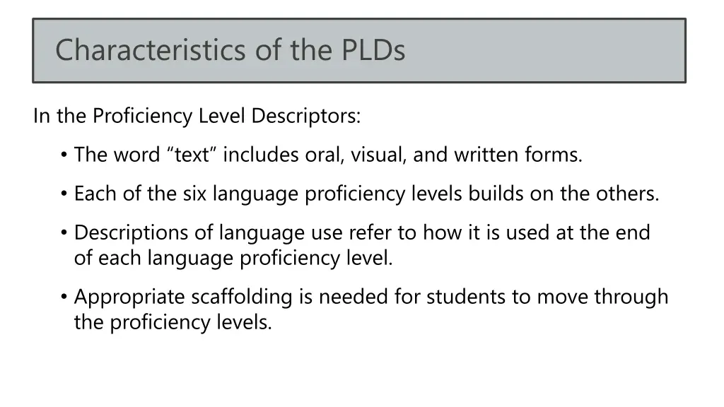 characteristics of the plds