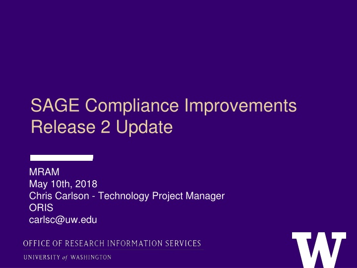 sage compliance improvements release 2 update