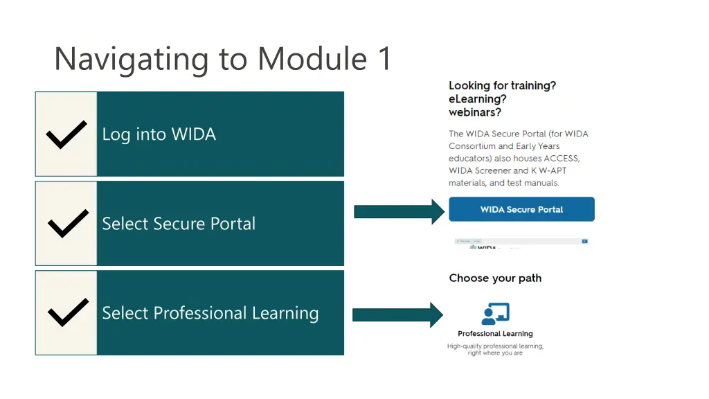 navigating to module 1