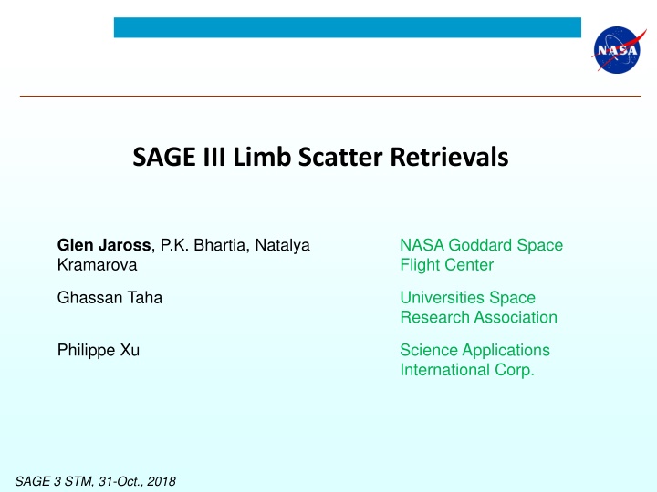 sage iii limb scatter retrievals