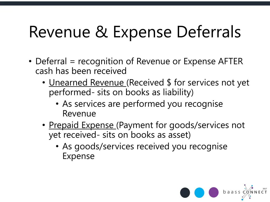 revenue expense deferrals