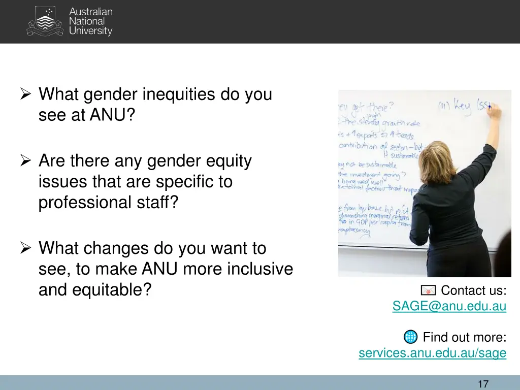 what gender inequities do you see at anu