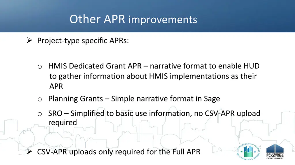 other apr improvements