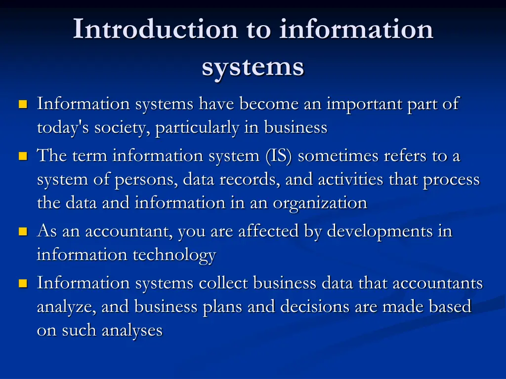 introduction to information systems