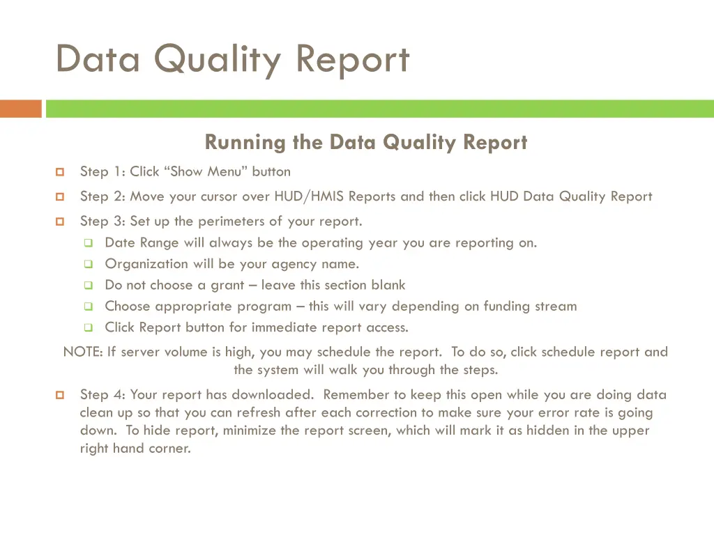 data quality report