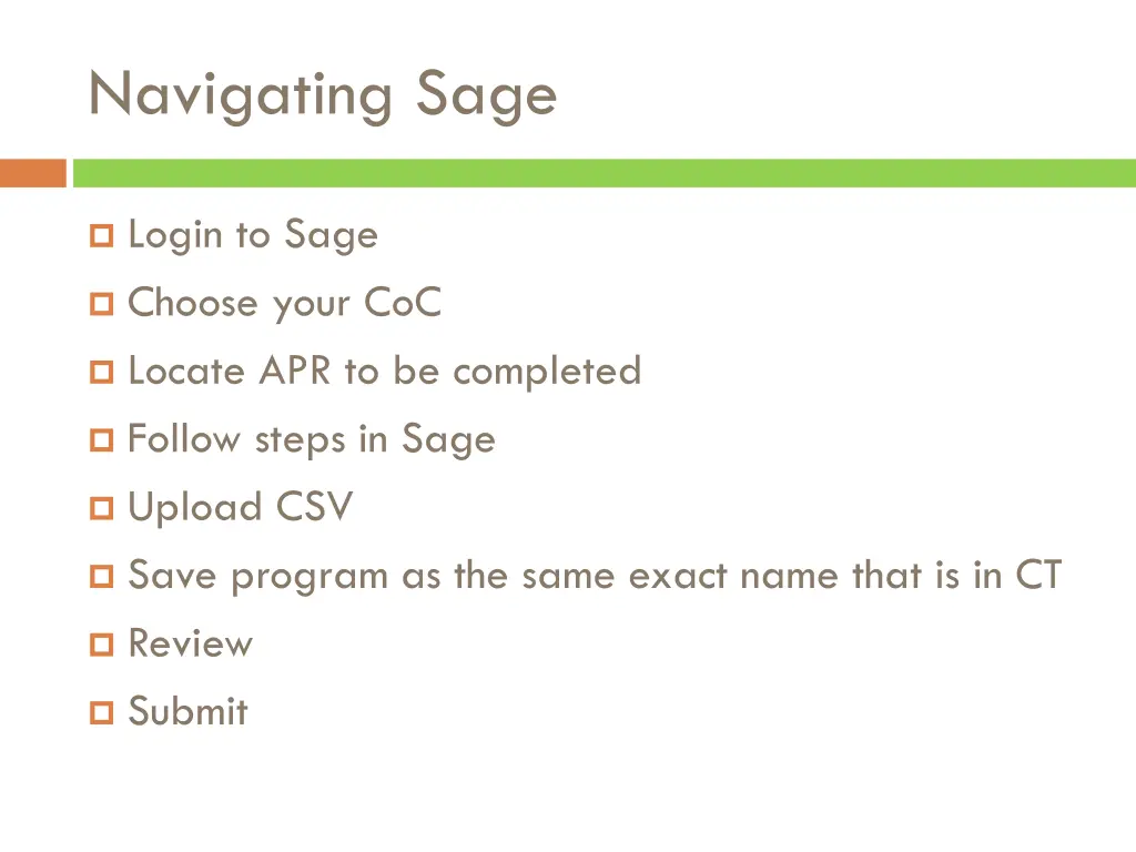 navigating sage