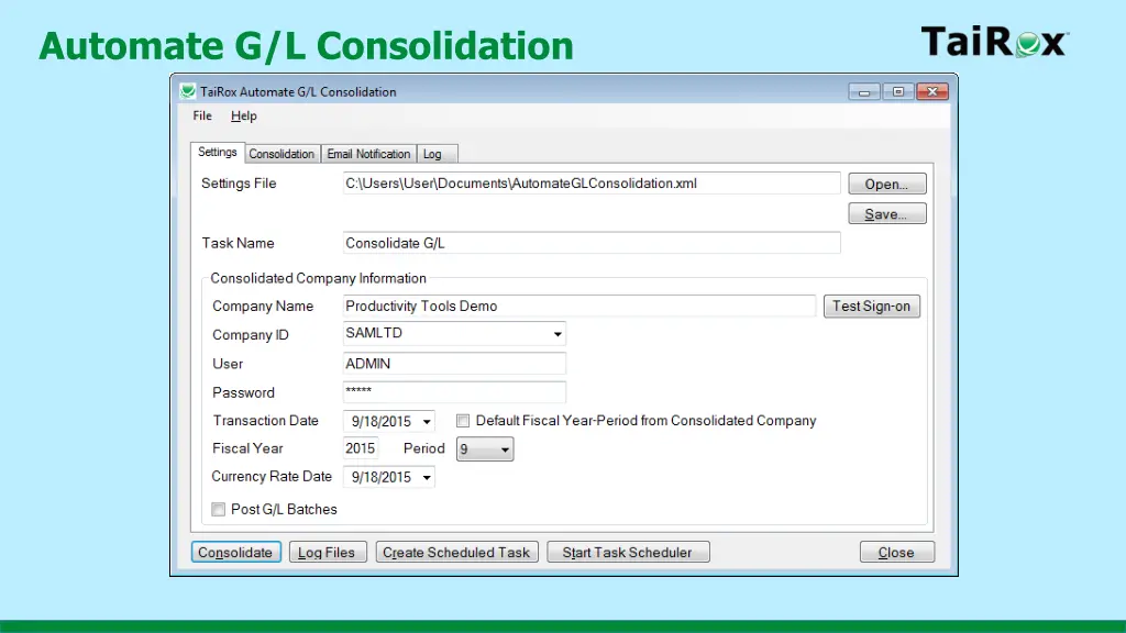 automate g l consolidation