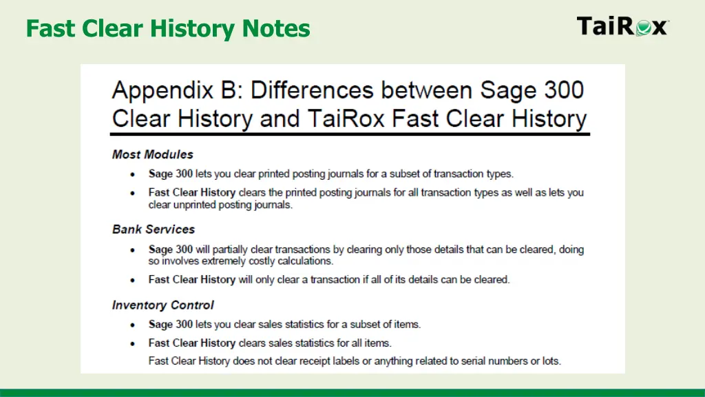 fast clear history notes