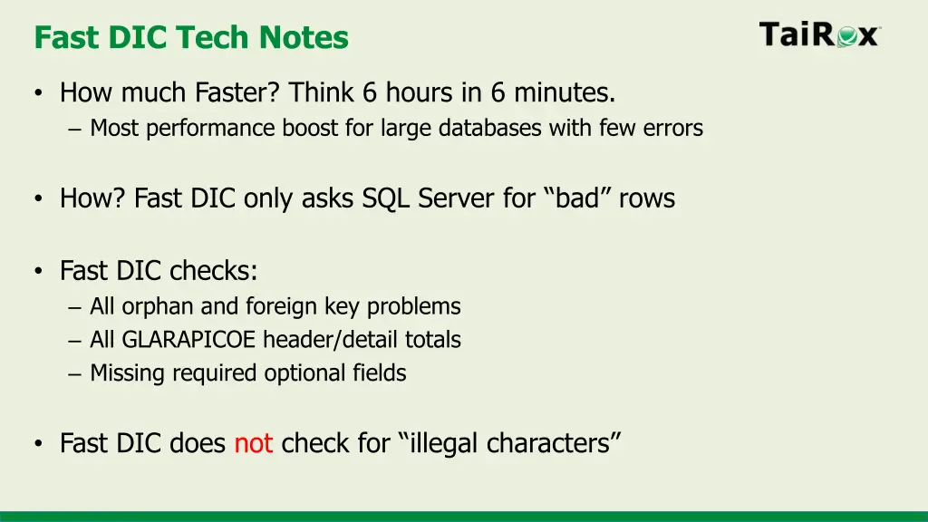 fast dic tech notes