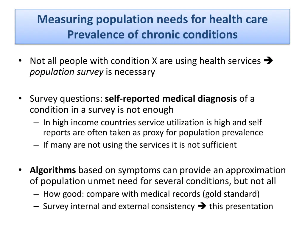 measuring population needs for health care