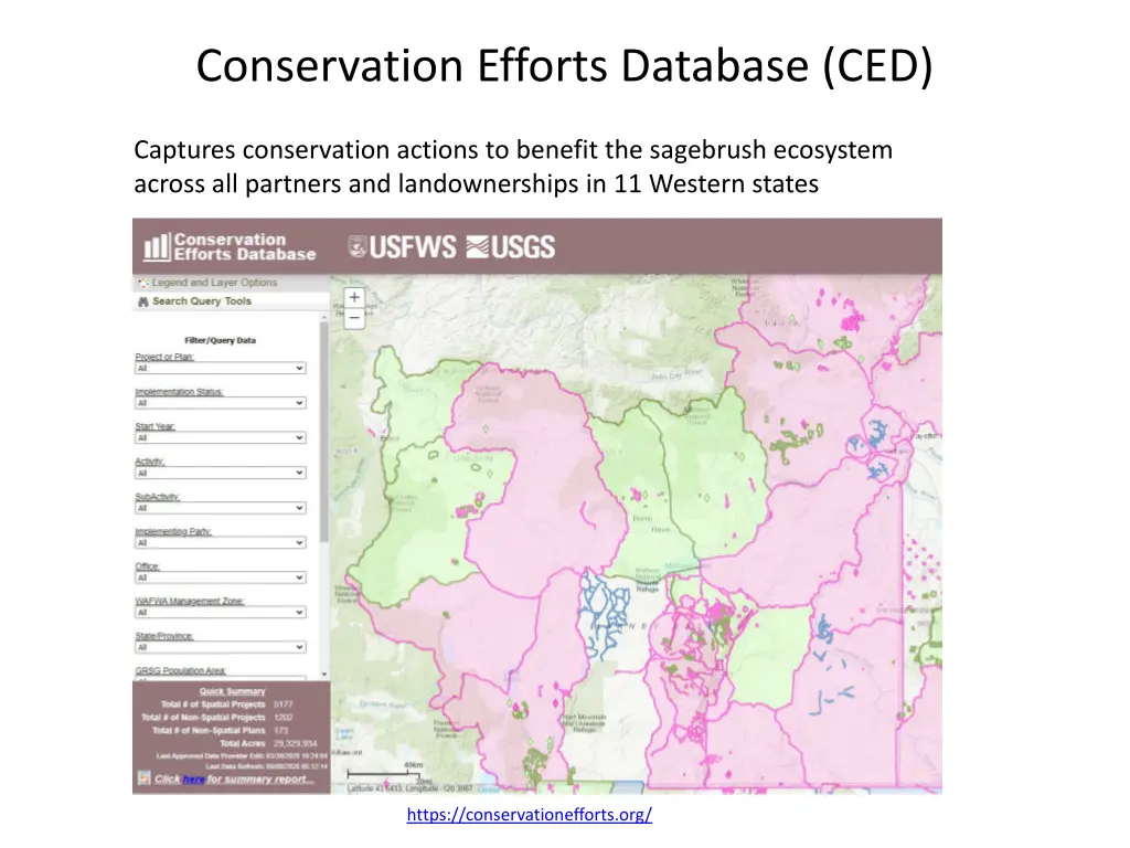 conservation efforts database ced