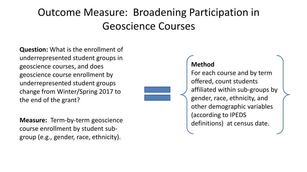 outcome measure broadening participation