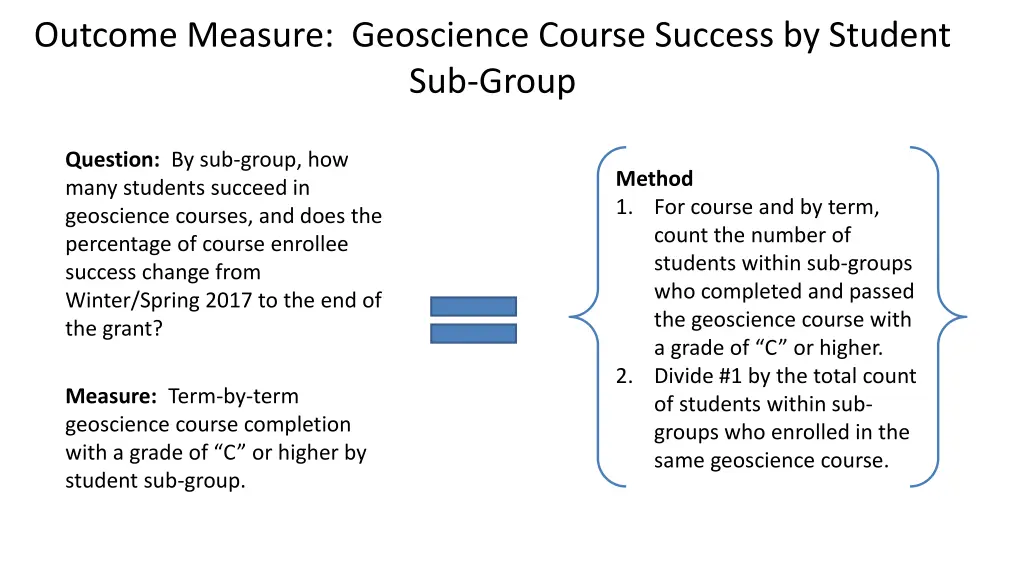 outcome measure geoscience course success