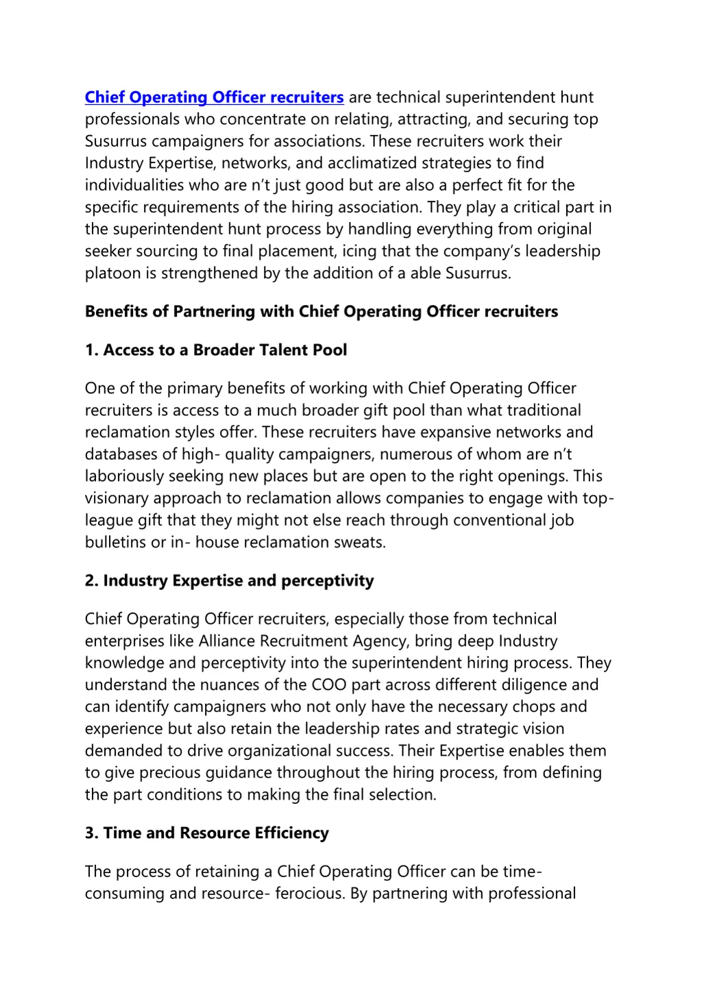 chief operating officer recruiters are technical