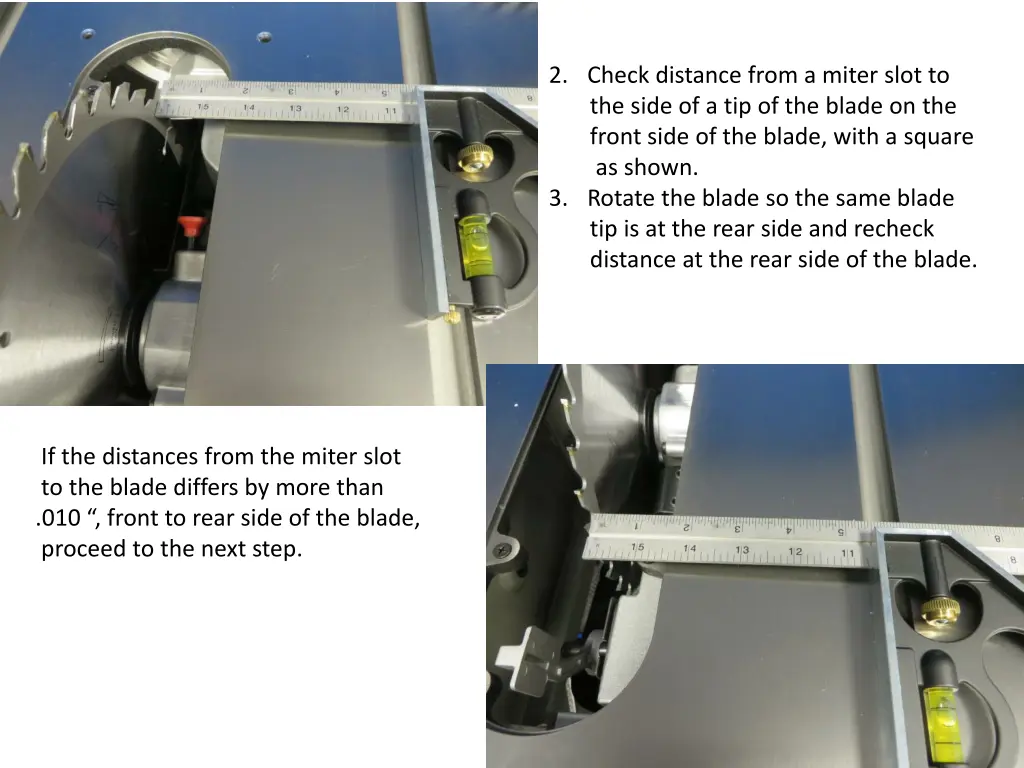 2 check distance from a miter slot to the side