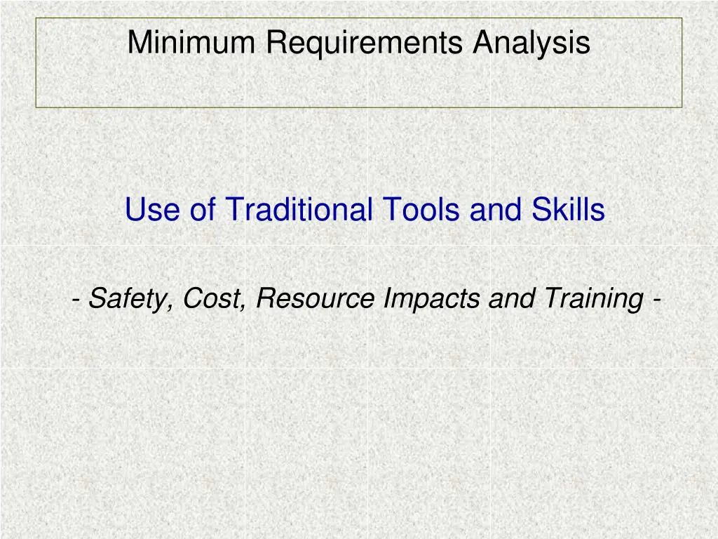 minimum requirements analysis 1