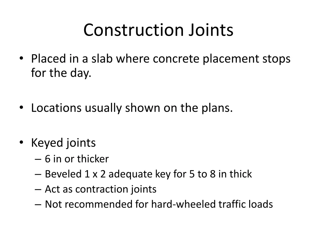 construction joints