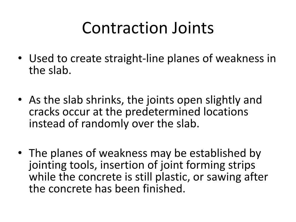 contraction joints