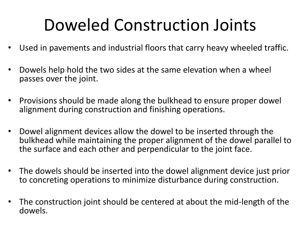 doweled construction joints