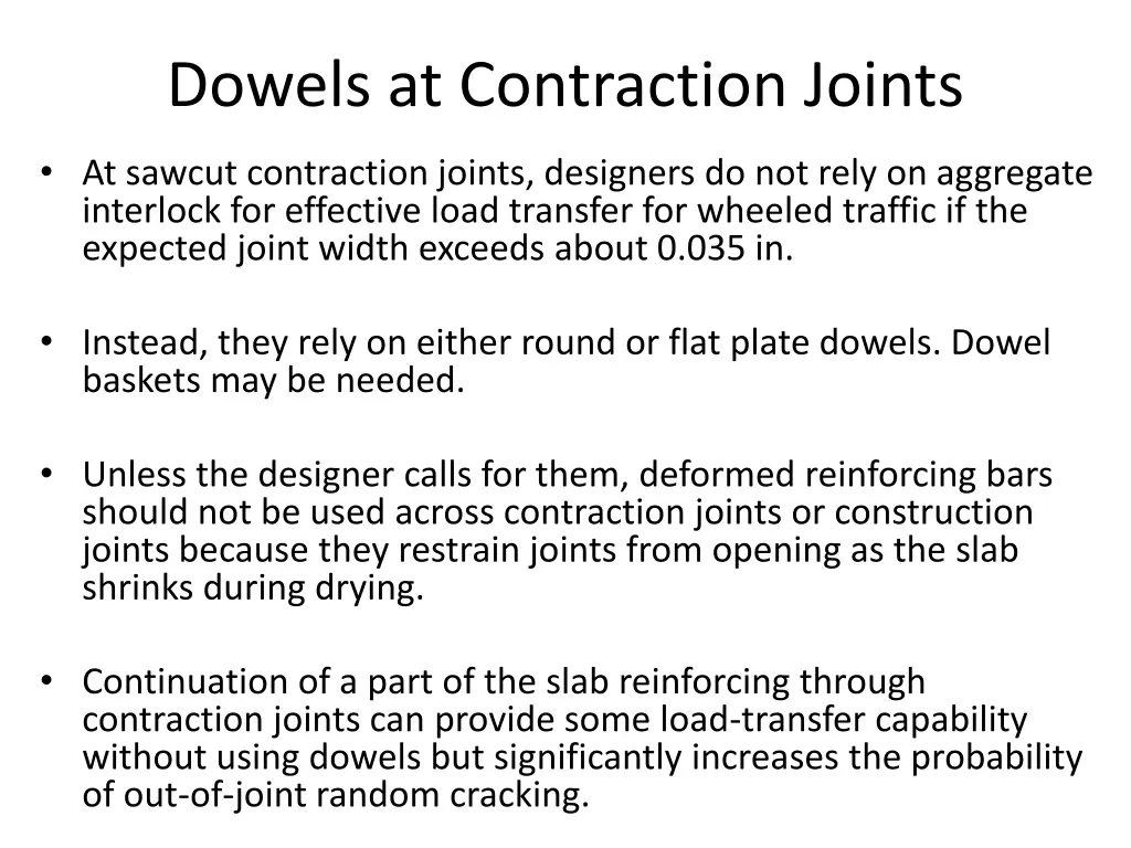 dowels at contraction joints