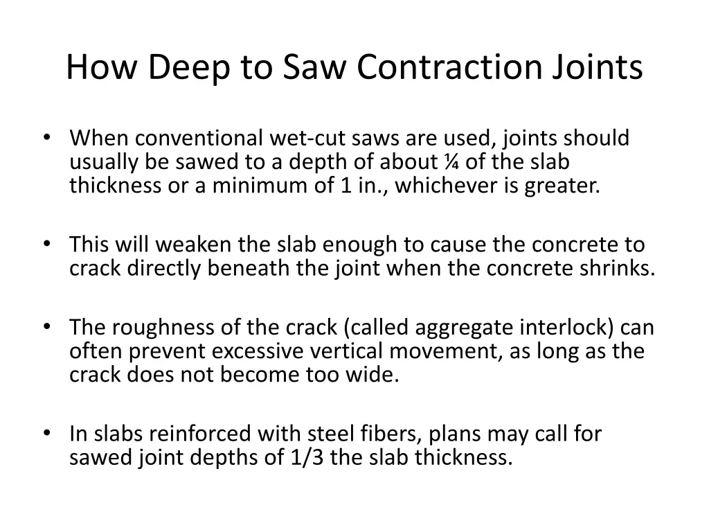 how deep to saw contraction joints