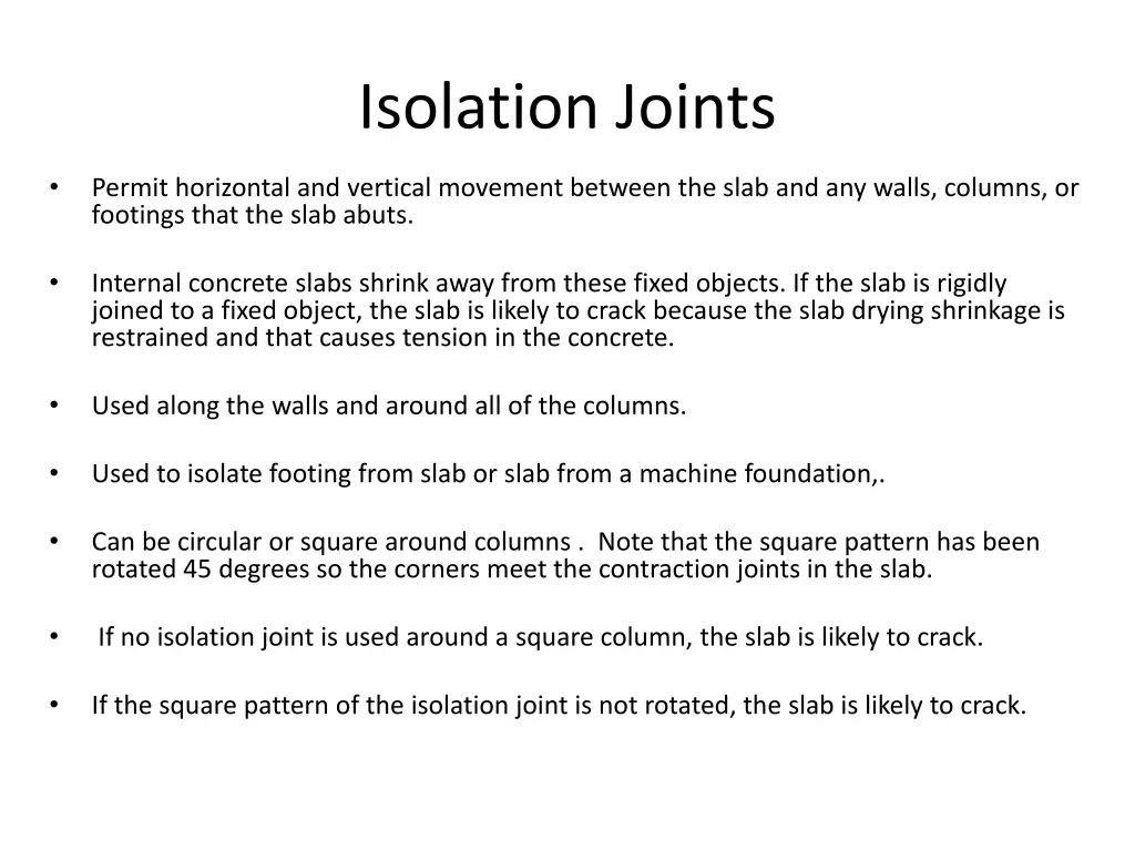 isolation joints