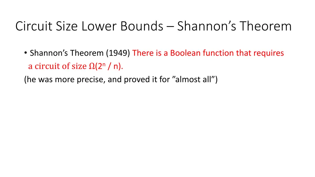 circuit size lower bounds shannon s theorem 1