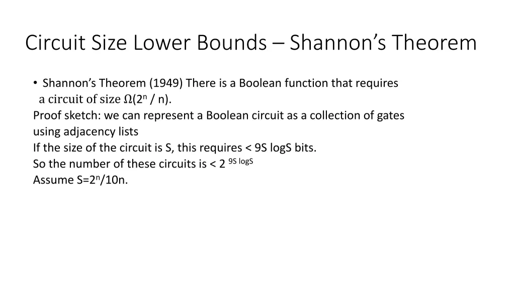 circuit size lower bounds shannon s theorem 4