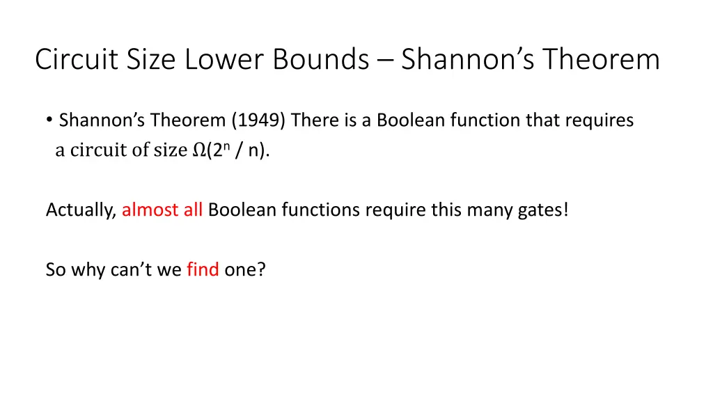 circuit size lower bounds shannon s theorem 7