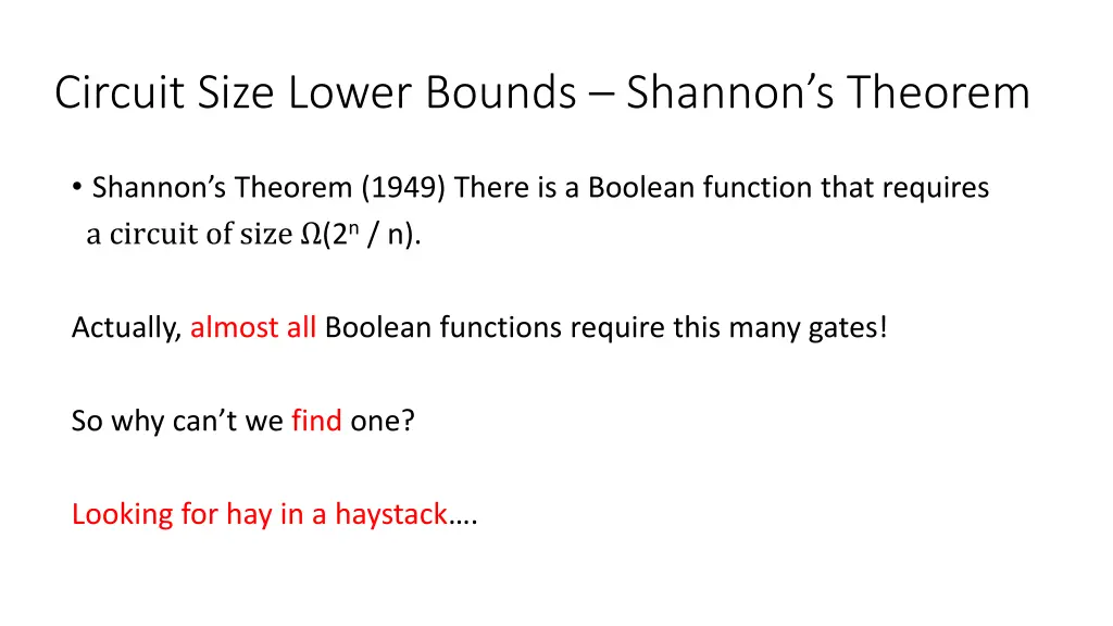 circuit size lower bounds shannon s theorem 8