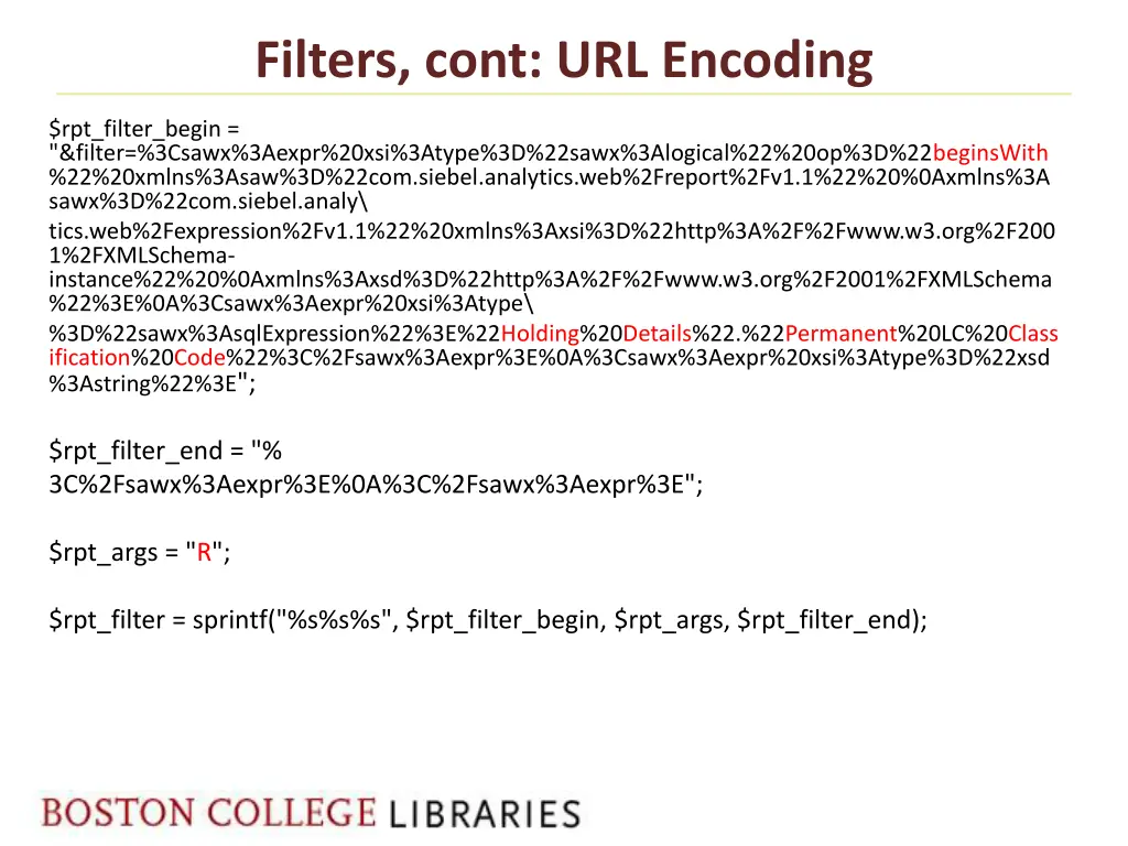 filters cont url encoding