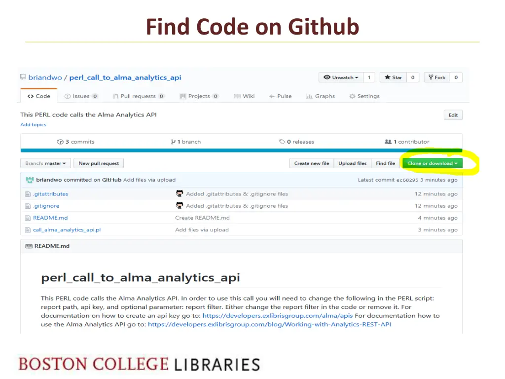 find code on github