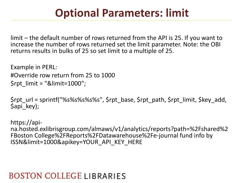 optional parameters limit