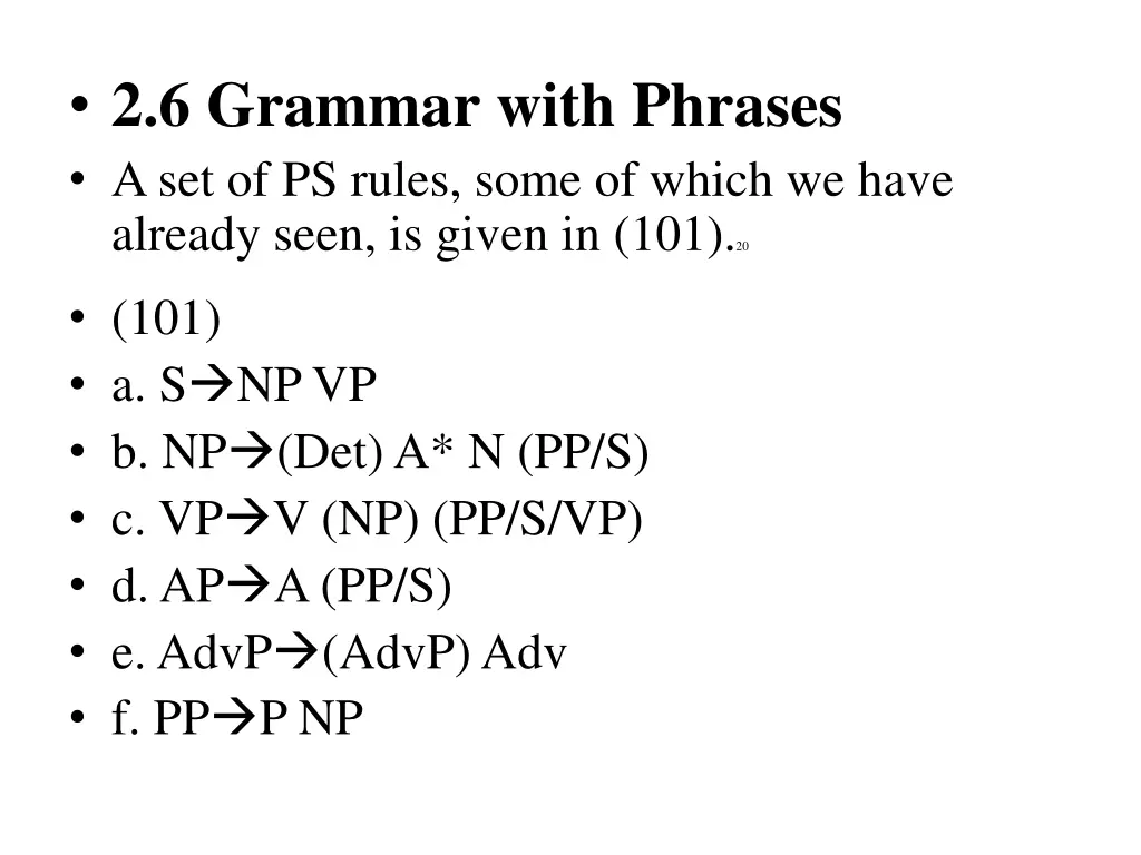 2 6 grammar with phrases a set of ps rules some