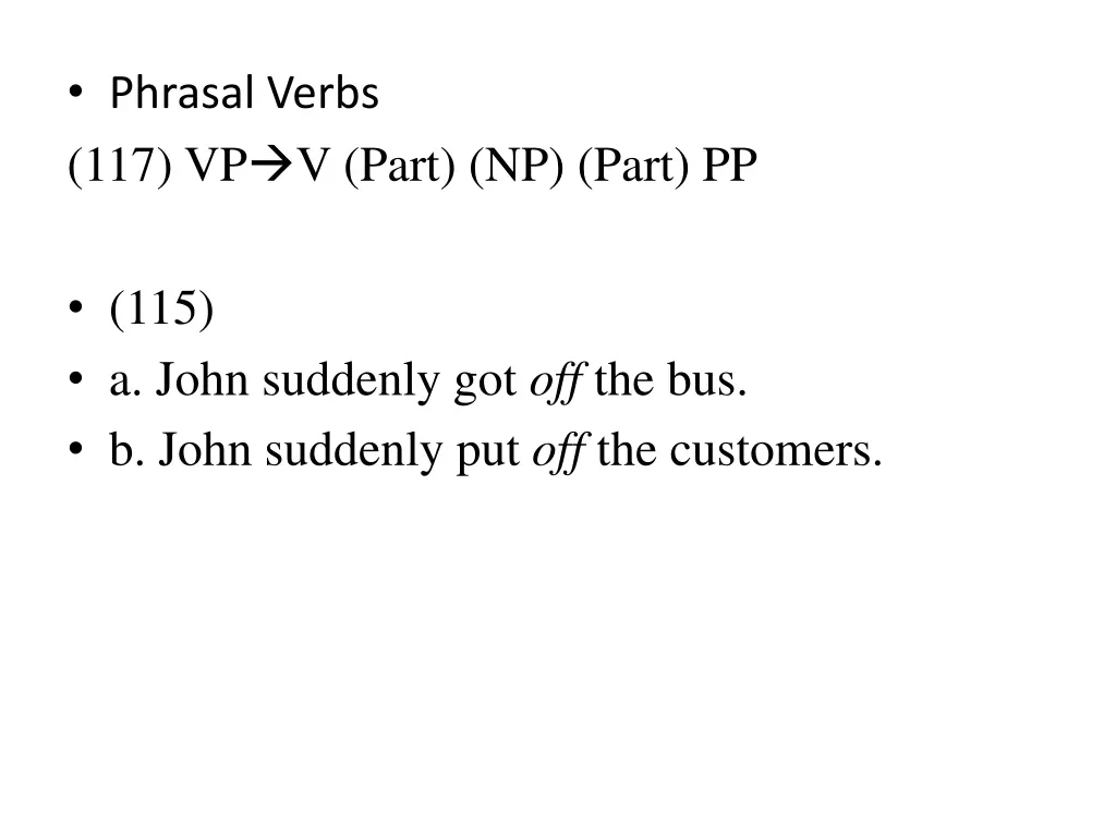 phrasal verbs 117 vp v part np part pp