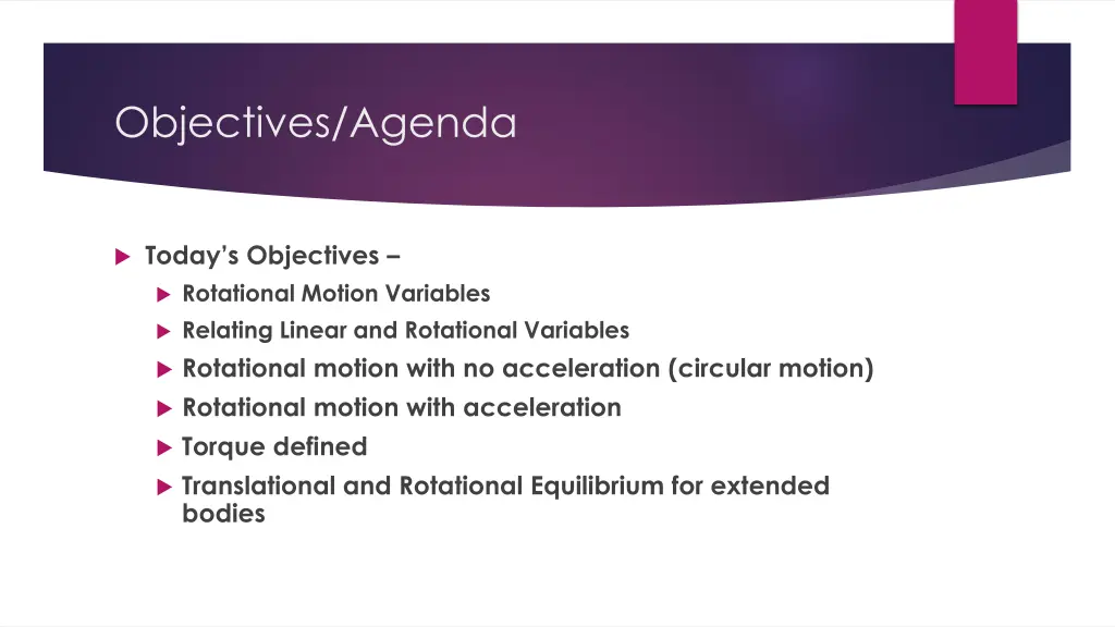 objectives agenda