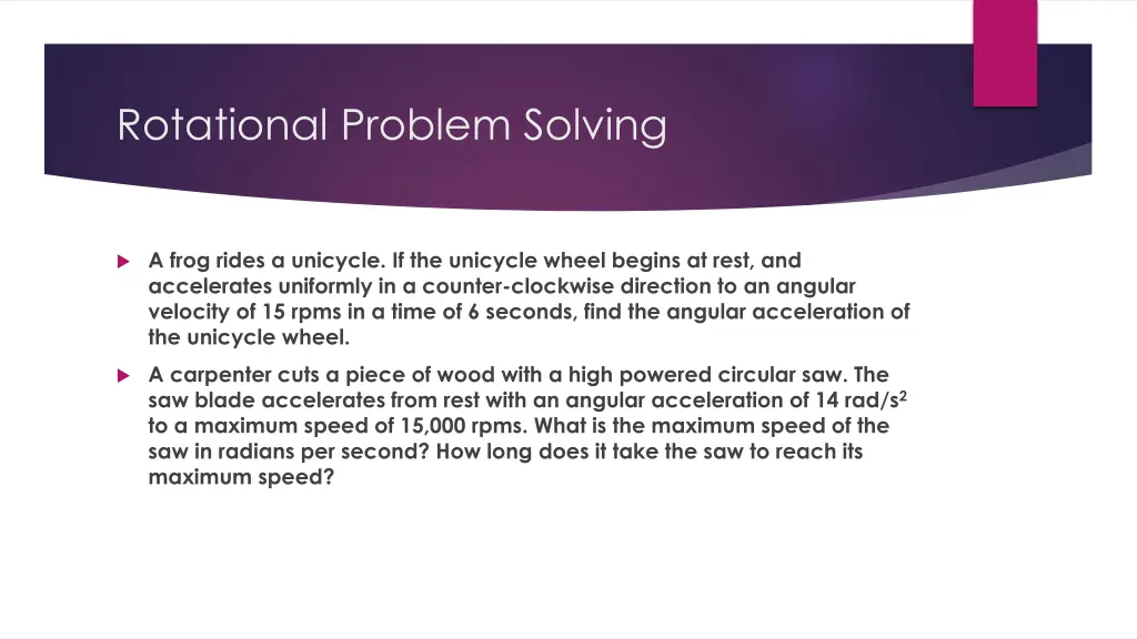 rotational problem solving