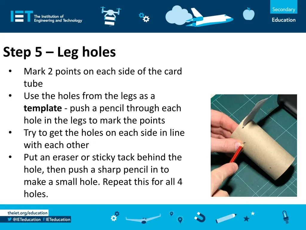 step 5 leg holes mark 2 points on each side