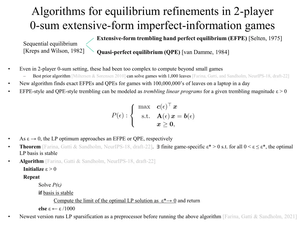 algorithms for equilibrium refinements