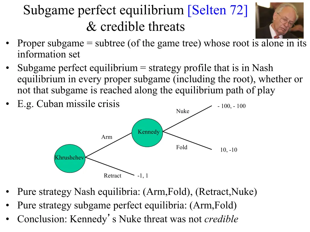 subgame perfect equilibrium selten 72 credible