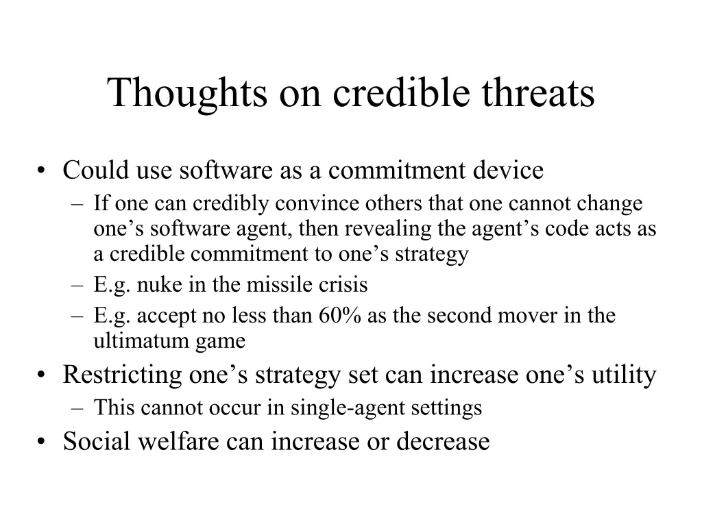 thoughts on credible threats